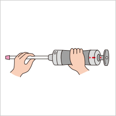 Break off both ends of the detector tube. Insert the tube into the rubber inlet.