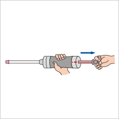 Pull out the handle until it is locked. Wait until the sampling time has elapsed.