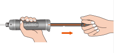 Pull out the handle in one thrust until it is locked, and then release the handle. Wait until the sampling time (approx. 1 minute) has elapsed.
