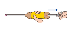 Pull the pump handle in one swift motion, carefully let go of the handle and point the tube towards the target area and simply wait for one minute!